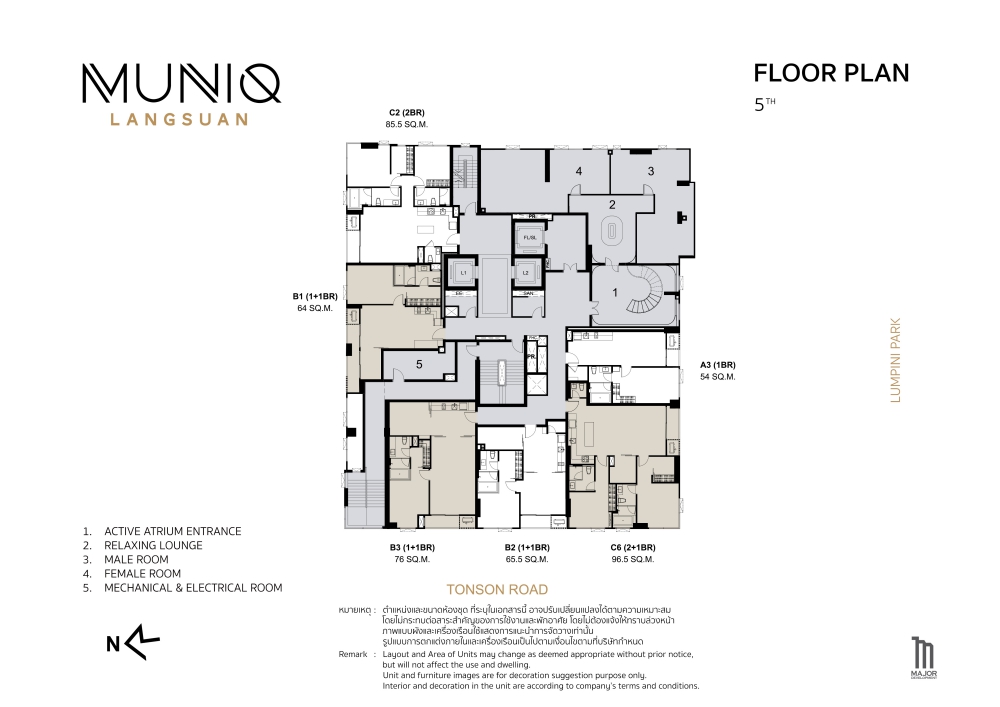 Muniq Langsuan floor plan, floor 5