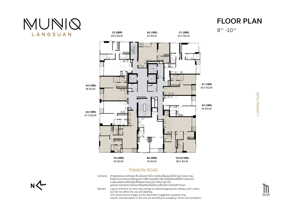 Muniq Langsuan Floor Plan, Floor 8 - 10
