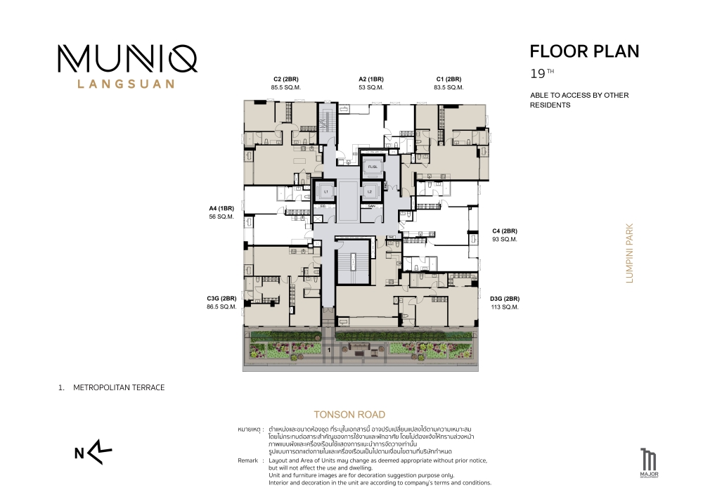 Muniq Langsuan Floor Plan, floor 19