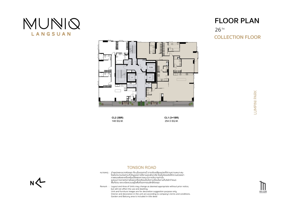 Muniq Langsuan Floor Plan, Floor 26